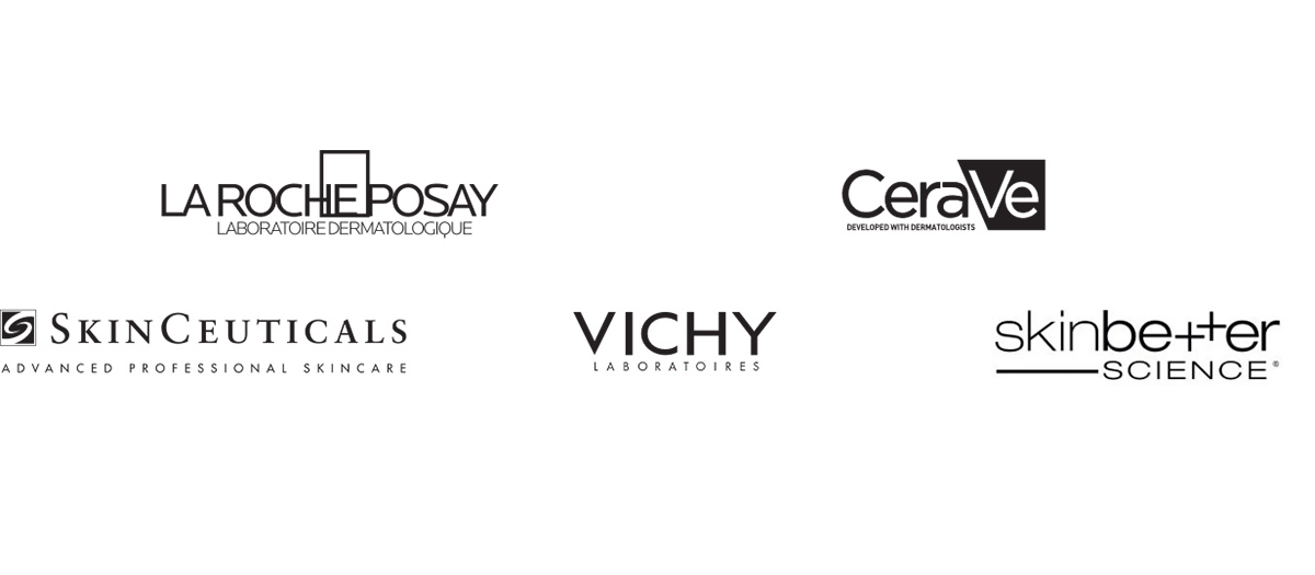 5 logos : La Roche-Posay ; CeraVe ; SkinCeuticals ; Vichy ; Skinbetter Science